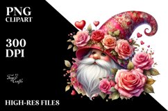 Detailed Valentines Gnome Roses PNG Product Image 2