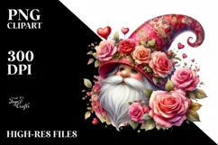 Detailed Valentines Gnome Roses PNG Product Image 2