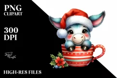 Colorful Donkey with Santa Hat PNG Product Image 2