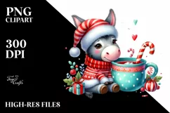 Whimsical Donkey with Santa Hat, Transparent PNG Product Image 2