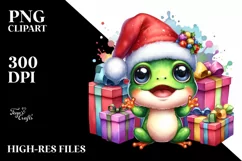 Colorful Frog with Santa Hat PNG Product Image 3
