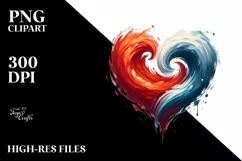 Simple Paint Brush Style Heart made of Fire and Ice PNG Product Image 2