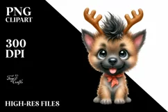 Enthusiastic Malinois in Christmas Theme PNG Product Image 1
