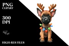 Enthusiastic Malinois in Christmas Theme PNG Product Image 1