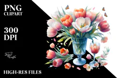Watercolor with Large Tulip | Clipart Product Image 2