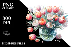 Watercolor with Large Tulip | Clipart Product Image 2