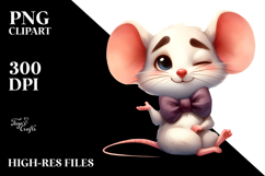 Whimsical Mouse with Bow Tie PNG Product Image 2