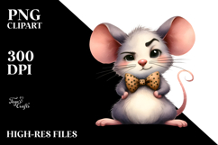 Whimsical Mouse with Bow Tie PNG Product Image 2