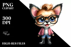 Happy Dog with es |Watercolor Clipart Product Image 3