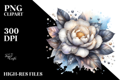 Abstract Detailed Gardenia Watercolor Clipart Product Image 2