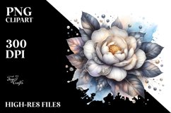 Abstract Detailed Gardenia Watercolor Clipart Product Image 3