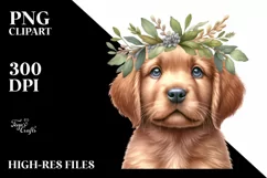 Colorful Baby Retriever Wreath Clipart Product Image 1