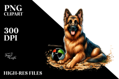 German Shepherd Beach Fun Clipart Product Image 2