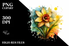 Abstract Wooden Daffodil Watercolor Splash | Sublimation | Product Image 3