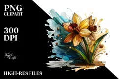 Abstract Wooden Daffodil Watercolor Splash | Sublimation | Product Image 3