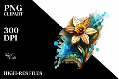 Abstract Wooden Daffodil Watercolor Splash | Sublimation | Product Image 3