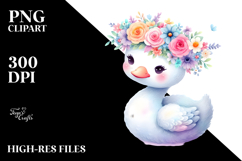 Pastel Swan with Flower Crown, Transparent PNG Product Image 2
