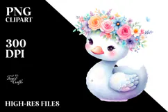 Pastel Swan with Flower Crown, Transparent PNG Product Image 2