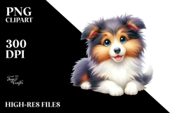 Happy Cartoon Collie Puppy PNG Product Image 2