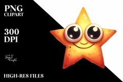Watercolor Funny Star with Big Eyes PNG Product Image 3