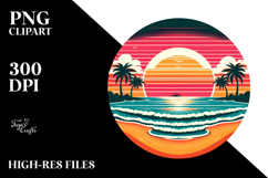 Retro Beach Sunset Tshirt Design PNG Product Image 2