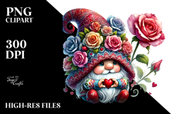 Valentine Gnome with Roses, Transparent PNG Product Image 2