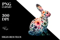 Creative Bunny Made of Flowers PNG Product Image 2