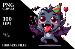 Cartoony Vampire with Party Hat, High-Res PNG Product Image 2