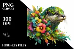 Vibrant Abstract Flower Otter PNG Product Image 1