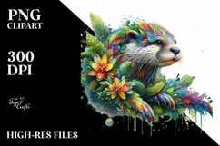 Vibrant Abstract Flower Otter PNG Product Image 3