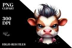 Funny Baby Cow with Cool Looking Hair PNG Product Image 2