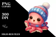 Baby Octopus in Snow Crack PNG Product Image 2