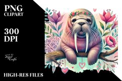 Colorful Digital Painting with Boho Walrus PNG Product Image 2