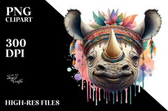 Vibrant Boho Rhino Sublimation Clipart Product Image 1