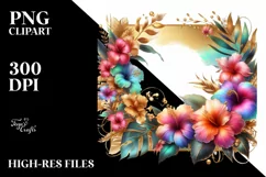 vibrant Frame Gold Foil Hawaiian Sublimation Clipart Product Image 1