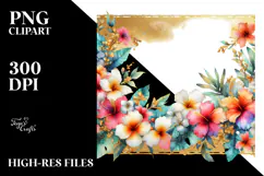vibrant Frame Gold Foil Hawaiian Sublimation Clipart Product Image 2