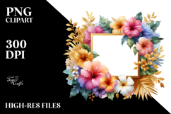 vibrant Frame Gold Foil Hawaiian Sublimation Clipart Product Image 2