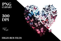 Digital Painting Heart Made of Butterflies PNG Product Image 2