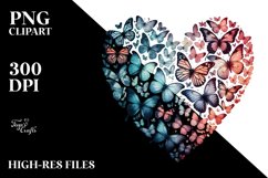 Digital Painting Heart Made of Butterflies PNG Product Image 2