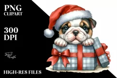 Energetic Bulldog with Santa Hat PNG Product Image 3