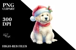 Golden Retriever with Santa Hat PNG Product Image 1