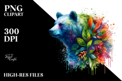 Vibrant Bear with Plant Leaves, Transparent PNG Product Image 2