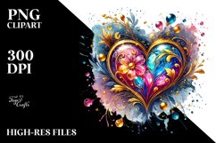 Colorful Heartmade of with Goldern Insertions PNG Product Image 2