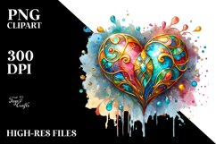 Colorful Heartmade of with Goldern Insertions PNG Product Image 2