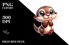 Whimsical Cartoon Otter, Watercolor PNG Product Image 2