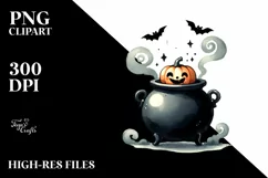 Funny Halloween Clipart with Cauldron PNG Product Image 3