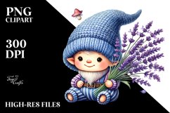 Cute Baby Gnome with Lavender PNG Product Image 2