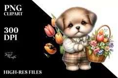 Detailed Whimsical Baby Puppy |Watercolor Splash Product Image 3
