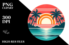 Retro Tropical Island Sunset, Transparent PNG Product Image 2