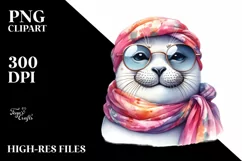 Funny Cute Seal Smiling with Silk Scarf and Sunglasses Product Image 1